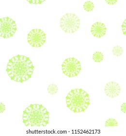 Light Green, Yellow vector seamless cover with beautiful snowflakes. Blurred decorative design in xmas style with snow. Pattern for design of window blinds, curtains.