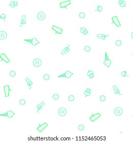 Light Green, Yellow vector seamless pattern with fresh ingredients. Illustration with set of fresh food in doodle style. Design for ad, poster, banner of cafes or restaurants.