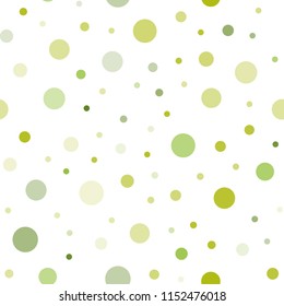 Light Green, Yellow vector seamless pattern with spheres. Abstract illustration with colored bubbles in nature style. Template for business cards, websites.