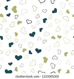 Light Green, Yellow vector seamless texture with lovely hearts. Beautiful colored illustration with hearts in celebration style. Pattern for carnival, festival romantic leaflets.