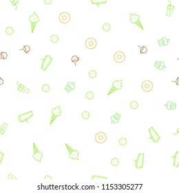 Light Green, Yellow vector seamless template with organic meal. Glitter abstract sketch with gourmet food. Pattern for ad, booklets, leaflets of restaurants.