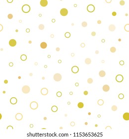 Light Green, Yellow vector seamless backdrop with dots. Glitter abstract illustration with blurred drops of rain. Pattern for design of fabric, wallpapers.