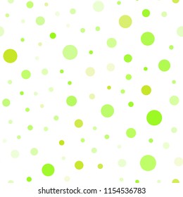 Light Green, Yellow vector seamless backdrop with dots. Abstract illustration with colored bubbles in nature style. Design for textile, fabric, wallpapers.