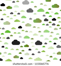 Light Green, Yellow vector seamless pattern with clouds. Modern illustration with colorful gradient clouds. Design for textile, fabric, wallpapers.