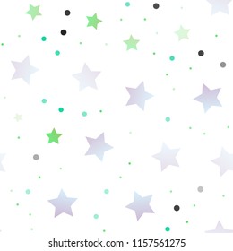 Light Green, Yellow vector seamless template with sky stars. Decorative shining illustration with stars on abstract template. The pattern can be used for wrapping gifts.