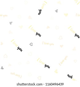 Light Green, Yellow vector seamless cover with Shining hearts. Decorative shining illustration with hearts on abstract template. Template for Valentine's greeting postcards.
