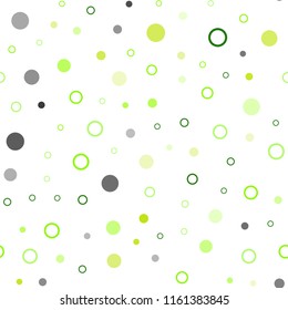 Light Green, Yellow vector seamless pattern with spheres. Illustration with set of shining colorful abstract circles. Pattern for design of fabric, wallpapers.
