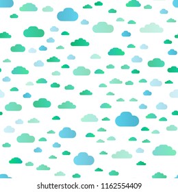 Light Green, Yellow vector seamless pattern with clouds. Colorful illustration consisted of abstract clouds. Trendy design for wallpaper, fabric makers.