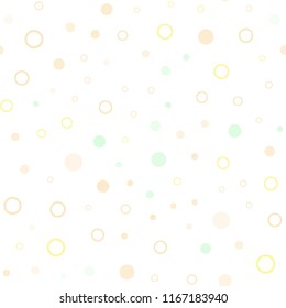 Light Green, Yellow vector seamless texture with disks. Blurred decorative design in abstract style with bubbles. Pattern for design of window blinds, curtains.