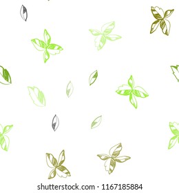 Light Green, Yellow vector seamless doodle texture with leaves. Creative illustration in blurred style with leaves. Pattern for design of fabric, wallpapers.