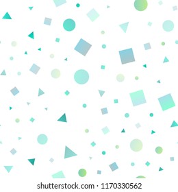 Light Green, Yellow vector seamless cover in polygonal style with circles. Decorative design in abstract style with lines, dots, cubes. Pattern for design of fabric, wallpapers.