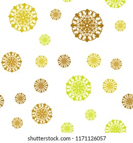 Light Green, Yellow vector seamless texture with colored snowflakes. Glitter abstract illustration with crystals of ice. Pattern for trendy fabric, wallpapers.