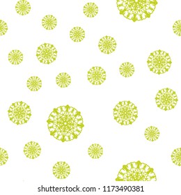 Light Green, Yellow vector seamless texture with colored snowflakes. Decorative shining illustration with snow on abstract template. Design for textile, fabric, wallpapers.