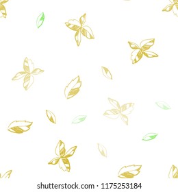 Light Green, Yellow vector seamless doodle pattern with leaves. Creative illustration in blurred style with leaves. Pattern for design of window blinds, curtains.
