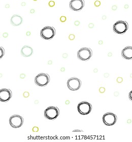 Light Green, Yellow vector seamless backdrop with dots. Glitter abstract illustration with blurred drops of rain. Pattern can be used as texture of wallpapers.