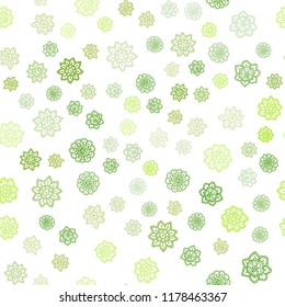 Light Green, Yellow vector seamless layout with bright snowflakes. Shining colored illustration with snow in christmas style. Template for business cards, websites.