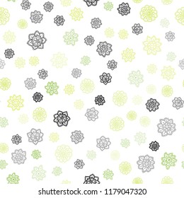 Light Green, Yellow vector seamless background with xmas snowflakes. Decorative shining illustration with snow on abstract template. Design for textile, fabric, wallpapers.
