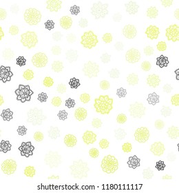 Light Green, Yellow vector seamless layout with bright snowflakes. Snow on blurred abstract background with gradient. Trendy design for wallpaper, fabric makers.