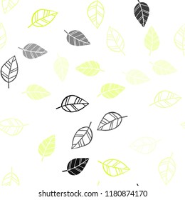Light Green, Yellow vector seamless abstract backdrop with leaves. New colorful illustration in doodle style with leaves. Pattern for design of window blinds, curtains.
