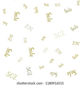 Light Green, Yellow vector seamless texture with selling prices 50 %. Shining colorful illustration with isolated selling prices. Pattern for ads, posters, banners of sales.