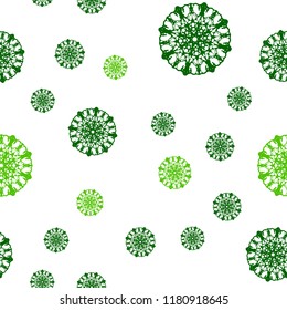 Light Green, Yellow vector seamless texture with colored snowflakes. Shining colored illustration with snow in christmas style. Pattern for design of window blinds, curtains.