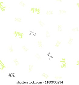 Light Green, Yellow vector seamless layout with discount of 30%, 40%, 50%, 70%. Gradient illustration with discount signs on white backdrop. Backdrop for ads, leaflets of Black Friday.