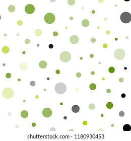 Light Green, Yellow vector seamless texture with disks. Blurred decorative design in abstract style with bubbles. Pattern for trendy fabric, wallpapers.