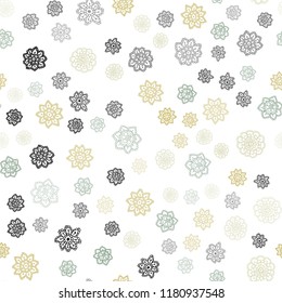 Light Green, Yellow vector seamless texture with colored snowflakes. Modern geometrical abstract illustration with crystals of ice. Pattern for design of fabric, wallpapers.