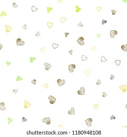 Light Green, Yellow vector seamless pattern with colorful hearts. Beautiful colored illustration with hearts in celebration style. Beautiful design for your business advert of anniversary.