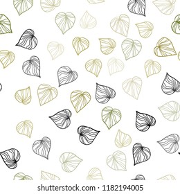 Light Green, Yellow vector seamless abstract backdrop with leaves. Brand new colored illustration in blurry style with leaves. Template for business cards, websites.