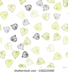Light Green, Yellow vector seamless abstract backdrop with leaves. New colorful illustration in doodle style with leaves. Pattern for trendy fabric, wallpapers.