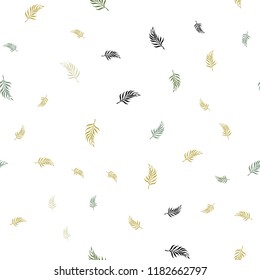 Light Green, Yellow vector seamless doodle texture with leaves. leaves on elegant natural pattern with gradient. Pattern for design of window blinds, curtains.
