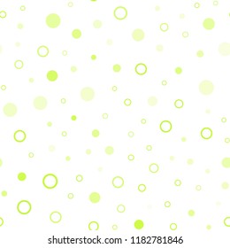 Light Green, Yellow vector seamless layout with circle shapes. Glitter abstract illustration with blurred drops of rain. Trendy design for wallpaper, fabric makers.