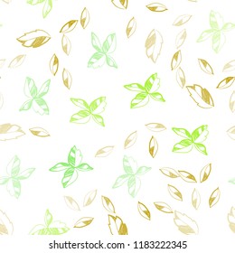 Light Green, Yellow vector seamless abstract background with leaves. Blurred decorative design in Indian style with leaves. Pattern for design of window blinds, curtains.