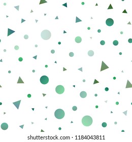 Light Green, Yellow vector seamless texture in triangular style with circles. Modern abstract illustration with colorful dots, lines. Trendy design for wallpaper, fabric makers.
