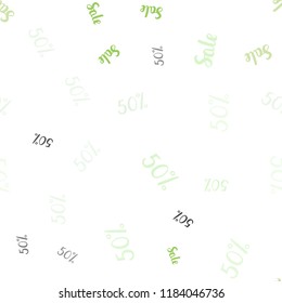 Light Green, Yellow vector seamless layout with discount of 50%. Colorful set of  percentage signs in simple style. Backdrop for mega promotions, discounts.