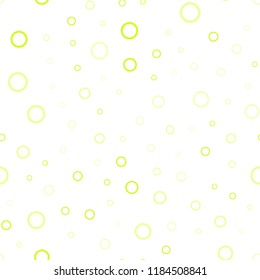 Light Green, Yellow vector seamless texture with disks. Blurred decorative design in abstract style with bubbles. Pattern can be used for beautiful websites.