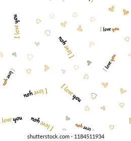 Light Green, Yellow vector seamless pattern with colorful hearts. Blurred decorative design in doodle style with hearts. Template for Valentine's greeting postcards.