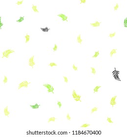 Light Green, Yellow vector seamless doodle pattern with leaves. Colorful abstract illustration with leaves in doodle style. Pattern for design of window blinds, curtains.