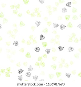 Light Green, Yellow vector seamless elegant wallpaper with leaves. New colorful illustration in doodle style with leaves. Template for business cards, websites.