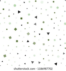 Light Green, Yellow vector seamless cover with polygonal style with circles. Abstract illustration with colorful dots, lines, cubes. Pattern for design of window blinds, curtains.