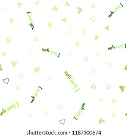 Light Green, Yellow vector seamless pattern with colorful hearts. Hearts on blurred abstract background with colorful gradient. Pattern can be used for valentine's ad, booklets.