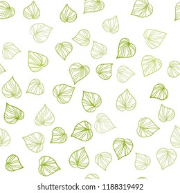 Light Green, Yellow vector seamless elegant wallpaper with leaves. Blurred decorative design in Indian style with leaves. Pattern for design of window blinds, curtains.