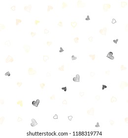 Light Green, Yellow vector seamless background with hearts. Hearts on blurred abstract background with colorful gradient. Template for Valentine's greeting postcards.