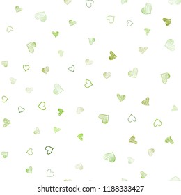 Light Green, Yellow vector seamless texture with lovely hearts. Hearts on blurred abstract background with colorful gradient. Beautiful design for your business advert of anniversary.