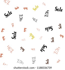 Light Green, Yellow vector seamless layout with discount of 40%. Colorful set of  percentage signs in simple style. Backdrop for mega promotions, discounts.