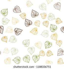 Light Green, Yellow vector seamless elegant template with leaves. Doodle illustration of leaves in Origami style with gradient. Pattern for design of fabric, wallpapers.