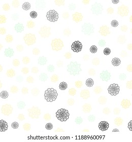 Light Green, Yellow vector seamless template with ice snowflakes. Decorative shining illustration with snow on abstract template. Design for textile, fabric, wallpapers.