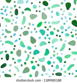 Light Green, Yellow vector seamless backdrop with dots, spots. Glitter abstract illustration with blurred drops of rain. Pattern for design of window blinds, curtains.