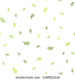 Light Green, Yellow vector seamless abstract background with leaves. Shining colored illustration with leaves in doodle style. Pattern for design of fabric, wallpapers.